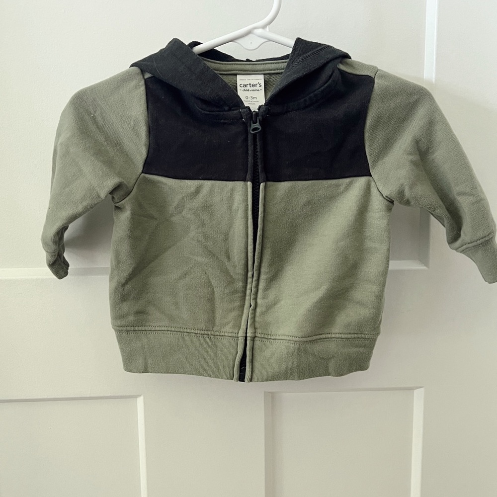 Carter's Green and Black Zip-Up Hoodie Sweatshirt